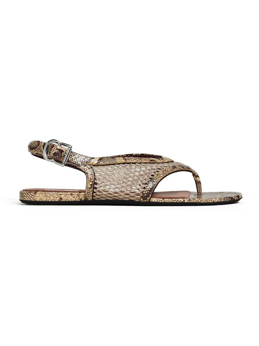 Fishnet Thong Sandals In Ayers Leather