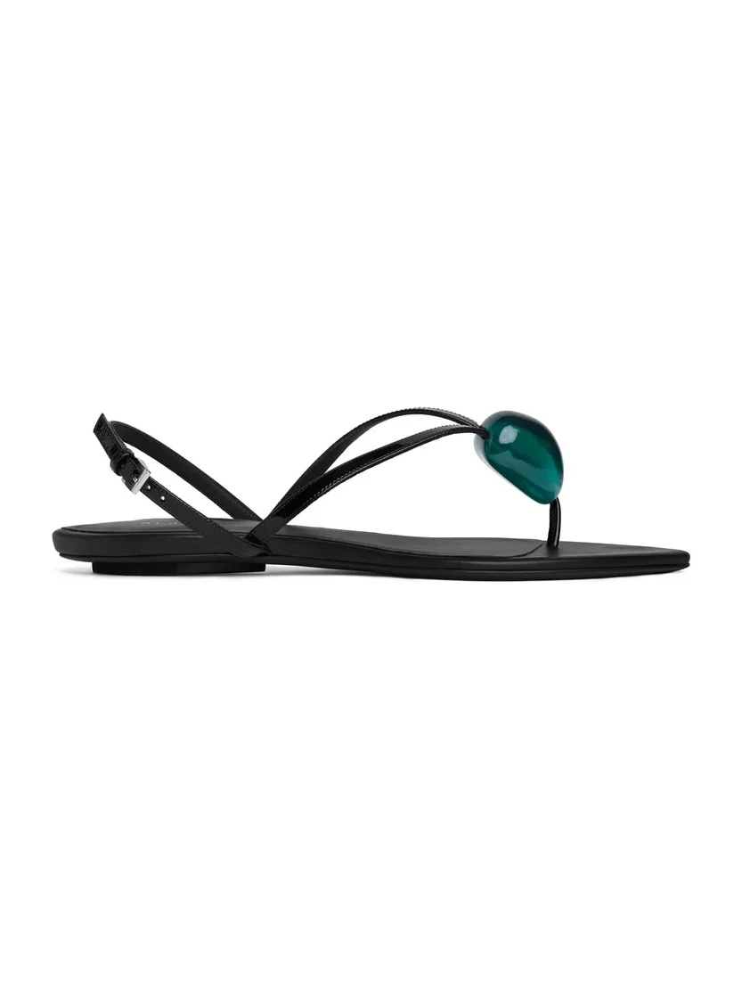 Flat Jewel Sandals In Patent Leather