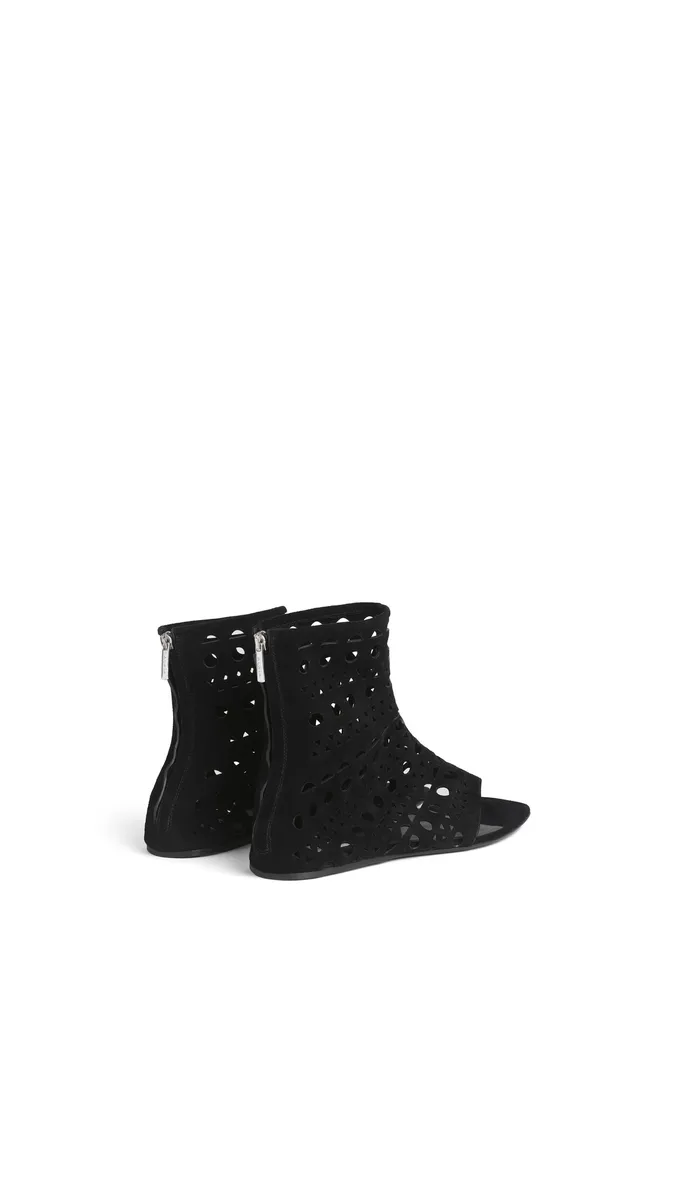 Alaïa Vienne High Flat Sandals In Velvet Calfskin | Thumbnail 3 Alaïa Vienne High Flat Sandals In Velvet Calfskin | Thumbnail 3