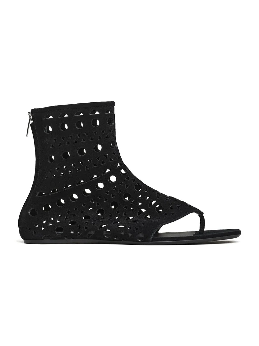 Vienne High Flat Sandals In Velvet Calfskin