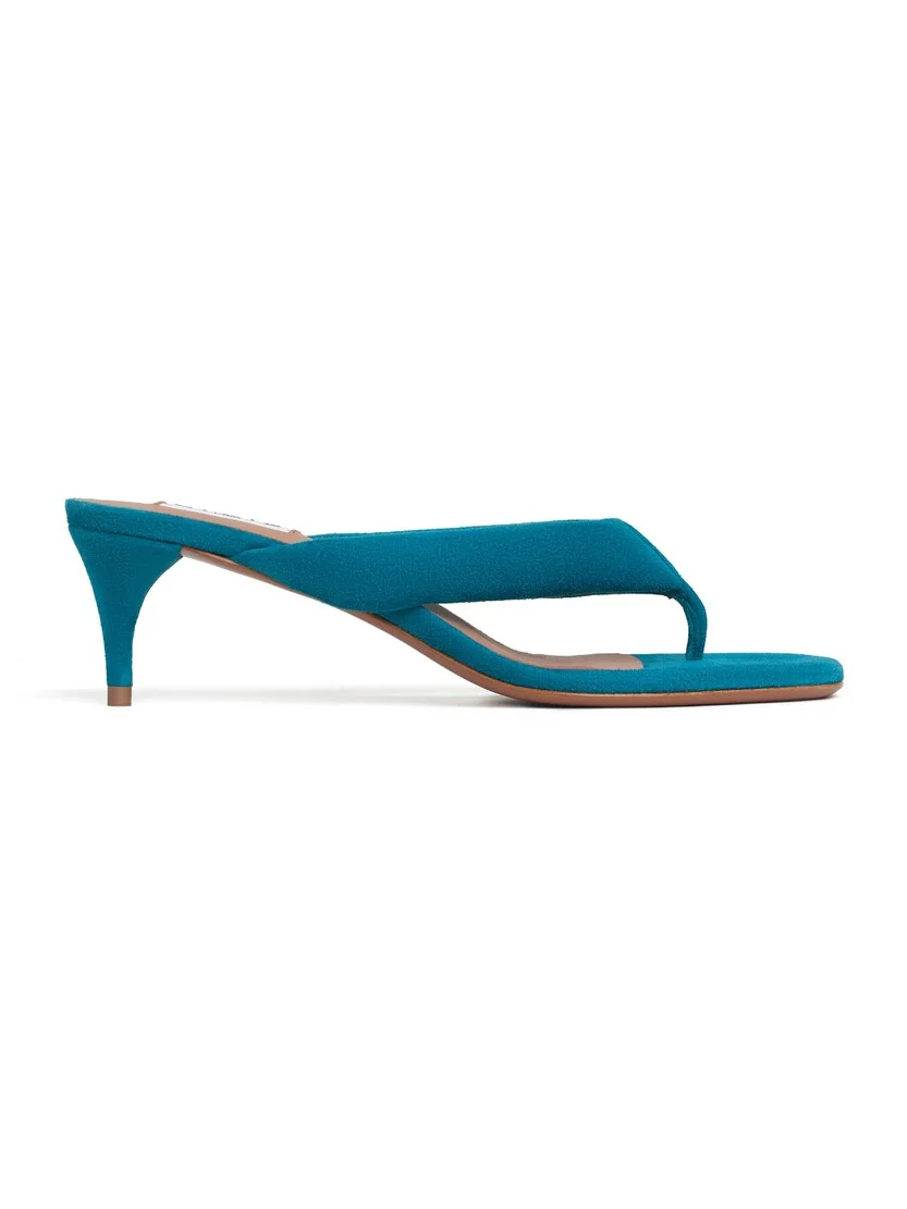Heel Thong Mules In Suede Heel Thong Mules In Suede