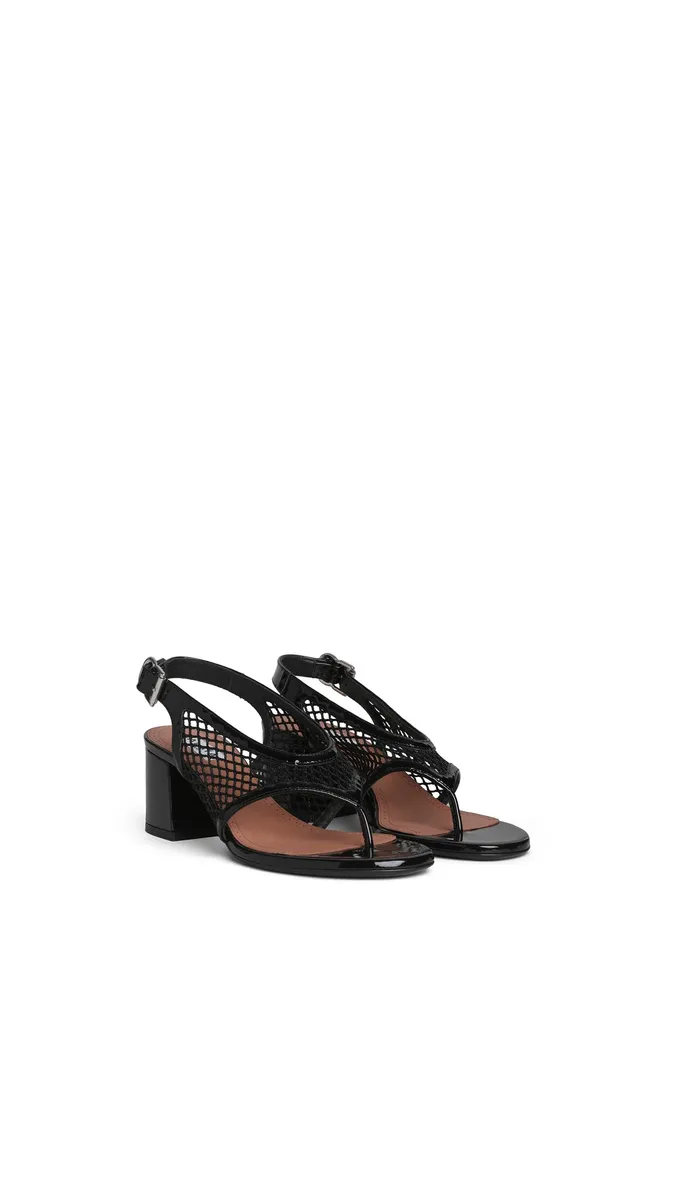Alaïa Fishnet Heel Sandals In Patent Leather | Thumbnail 2 Alaïa Fishnet Heel Sandals In Patent Leather | Thumbnail 2