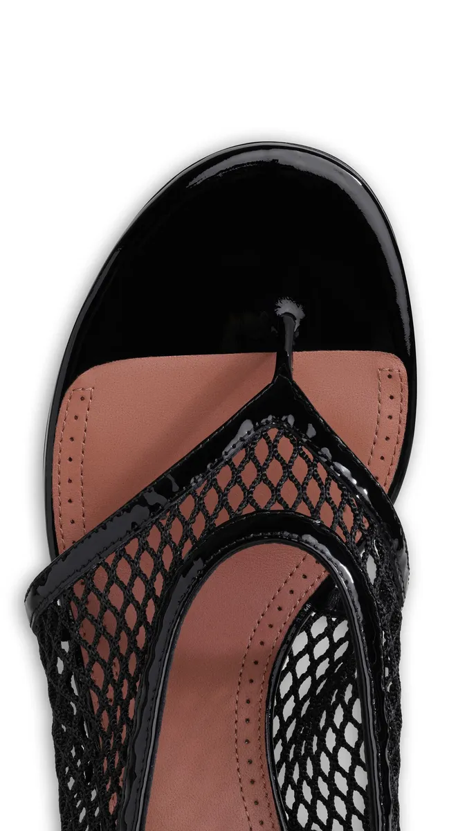 Alaïa Fishnet Heel Sandals In Patent Leather | Thumbnail 4 Alaïa Fishnet Heel Sandals In Patent Leather | Thumbnail 4
