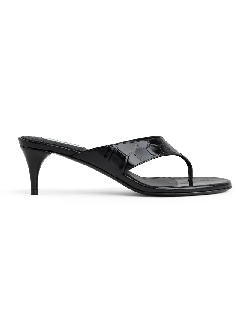 Mules Tong In Crocodile Embossed Calfskin