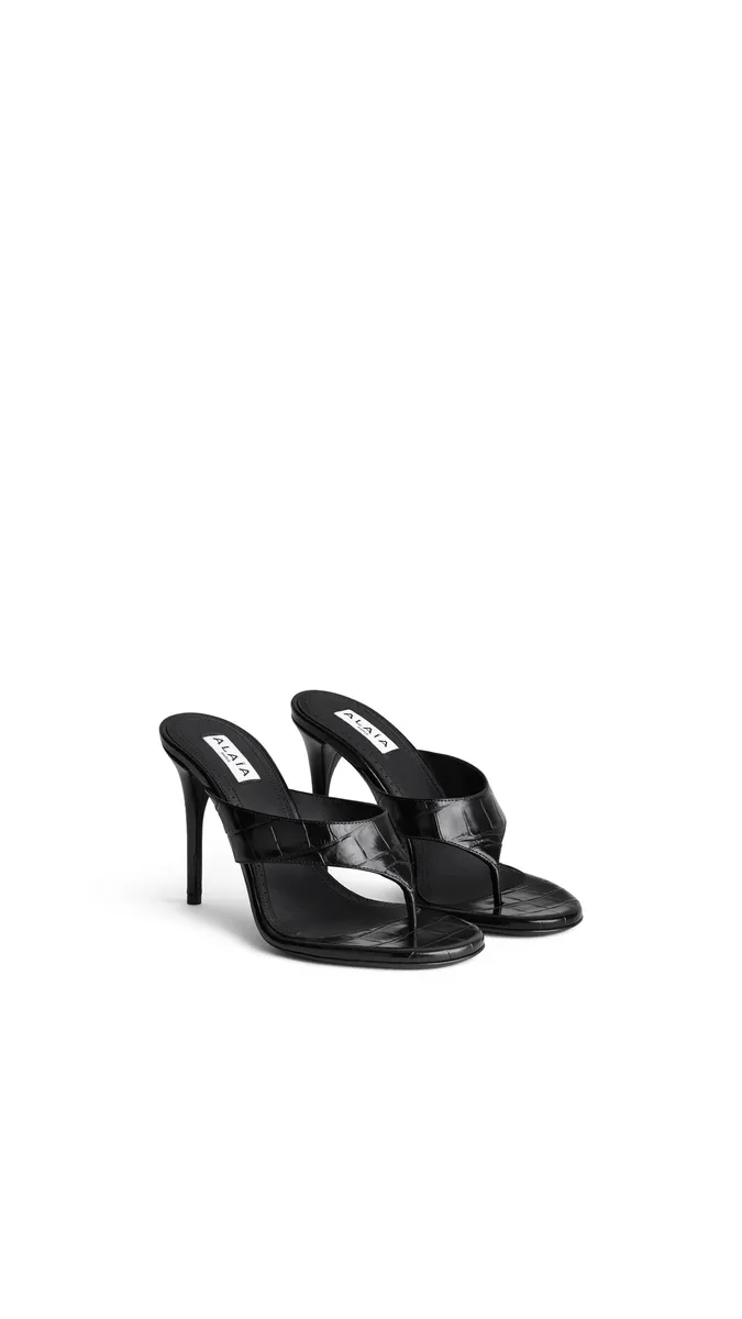 Alaïa Mules Tong In Crocodile Embossed Calfskin | Thumbnail 2 Alaïa Mules Tong In Crocodile Embossed Calfskin | Thumbnail 2