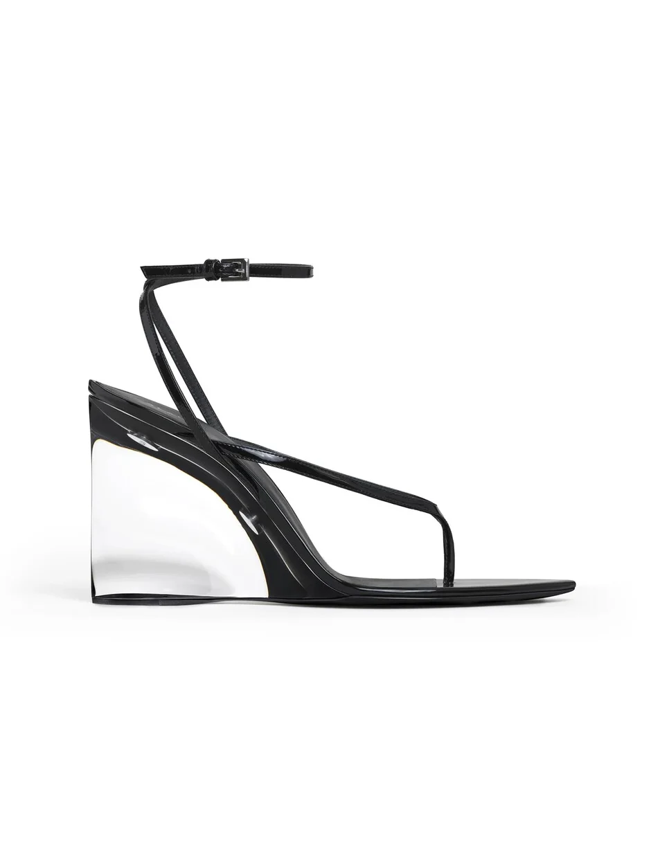 Invisible Thong Sandals In Patent Calfskin