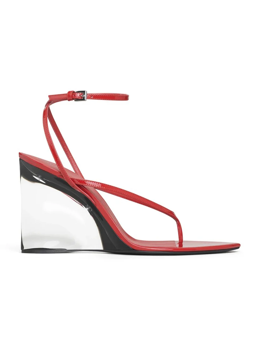 Invisible Thong Sandals In Patent Calfskin