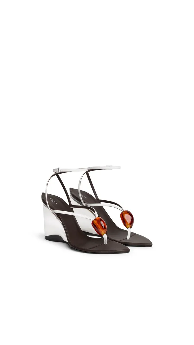 Alaïa Invisible Jewel Wedge Sandals In Patent Calfskin | Thumbnail 2