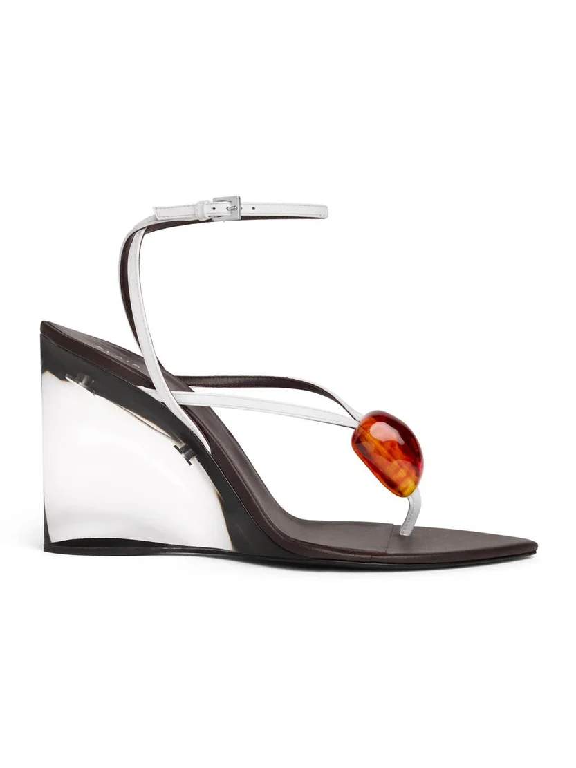 Alaïa Invisible Jewel Wedge Sandals In Patent Calfskin