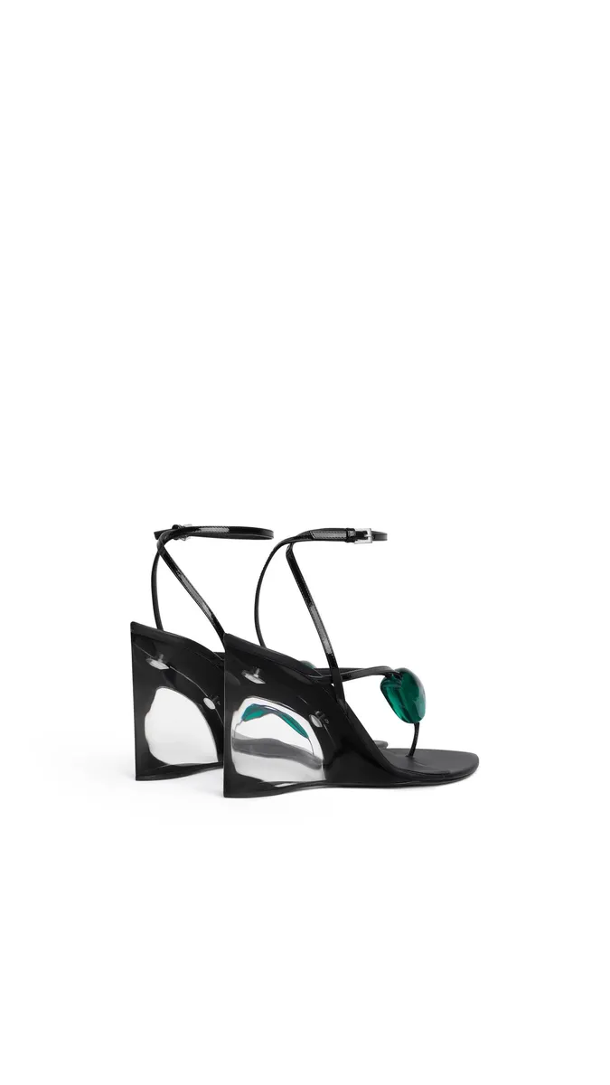 Alaïa Invisible Jewel Wedge Sandals In Patent Calfskin | Thumbnail 3