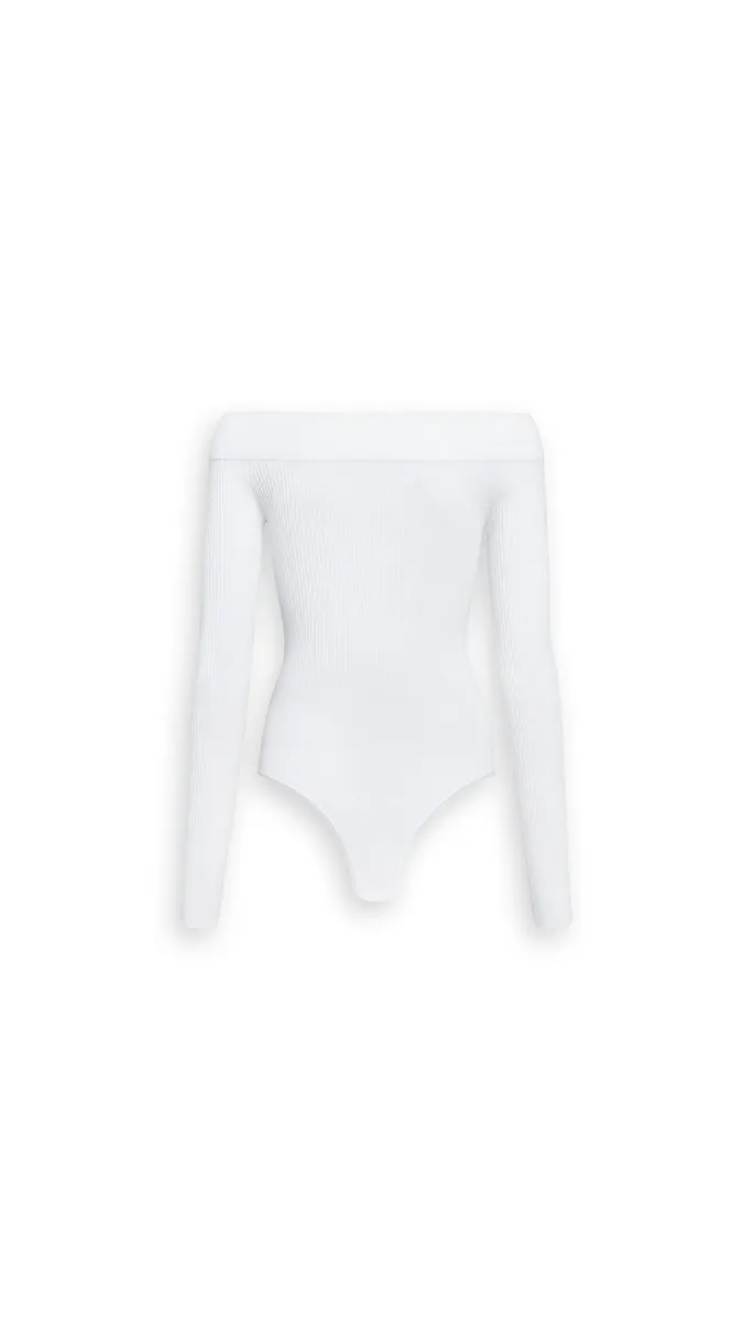 Alaïa Sculpting Rib Knit Off-shoulder Bodysuit | Thumbnail 2