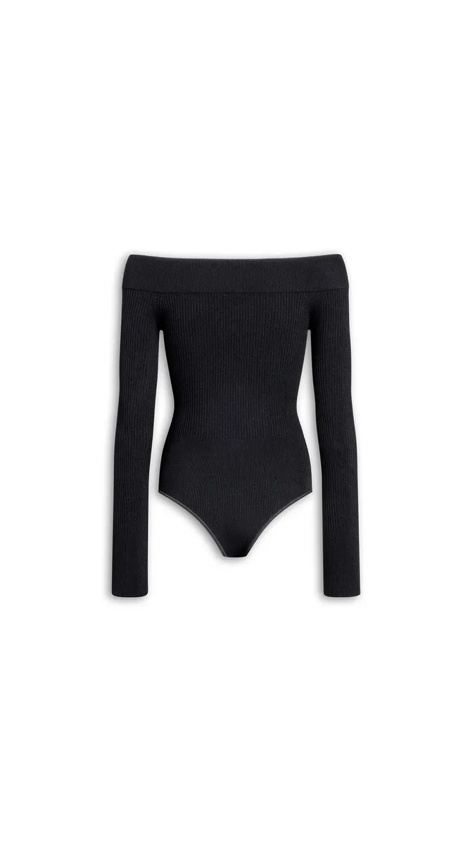 Alaïa Sculpting Rib Knit Off-shoulder Bodysuit | Thumbnail 3
