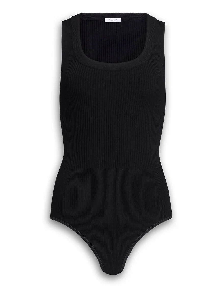 Alaïa Sleeveless Ribbed Knit Bodysuit