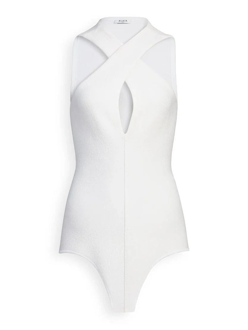 Cross-front Knit Bodysuit