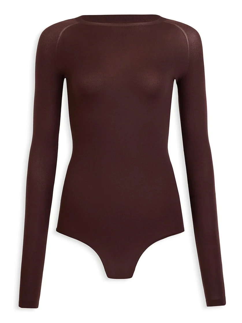 Round Neck Second-skin Knit Bodysuit
