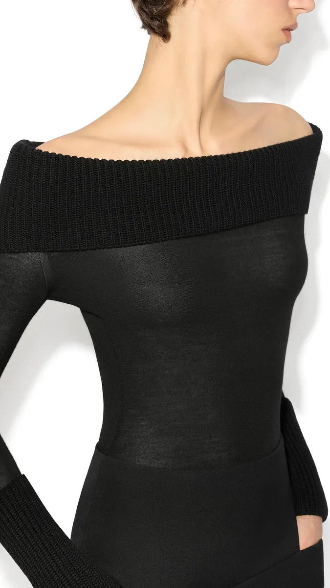 Alaïa Merino Off-shoulder Bodysuit | Thumbnail 4