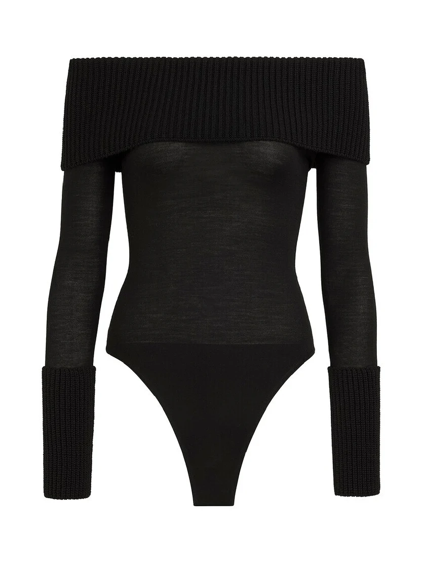 Alaïa Merino Off-shoulder Bodysuit