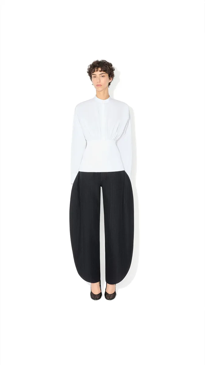 Alaïa Cotton Poplin Shirt With Ribbed Waist | Thumbnail 2 Alaïa Cotton Poplin Shirt With Ribbed Waist | Thumbnail 2