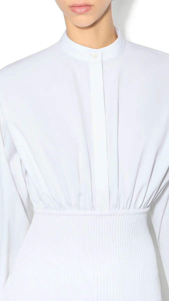 Alaïa Cotton Poplin Shirt With Ribbed Waist | Thumbnail 4 Alaïa Cotton Poplin Shirt With Ribbed Waist | Thumbnail 4
