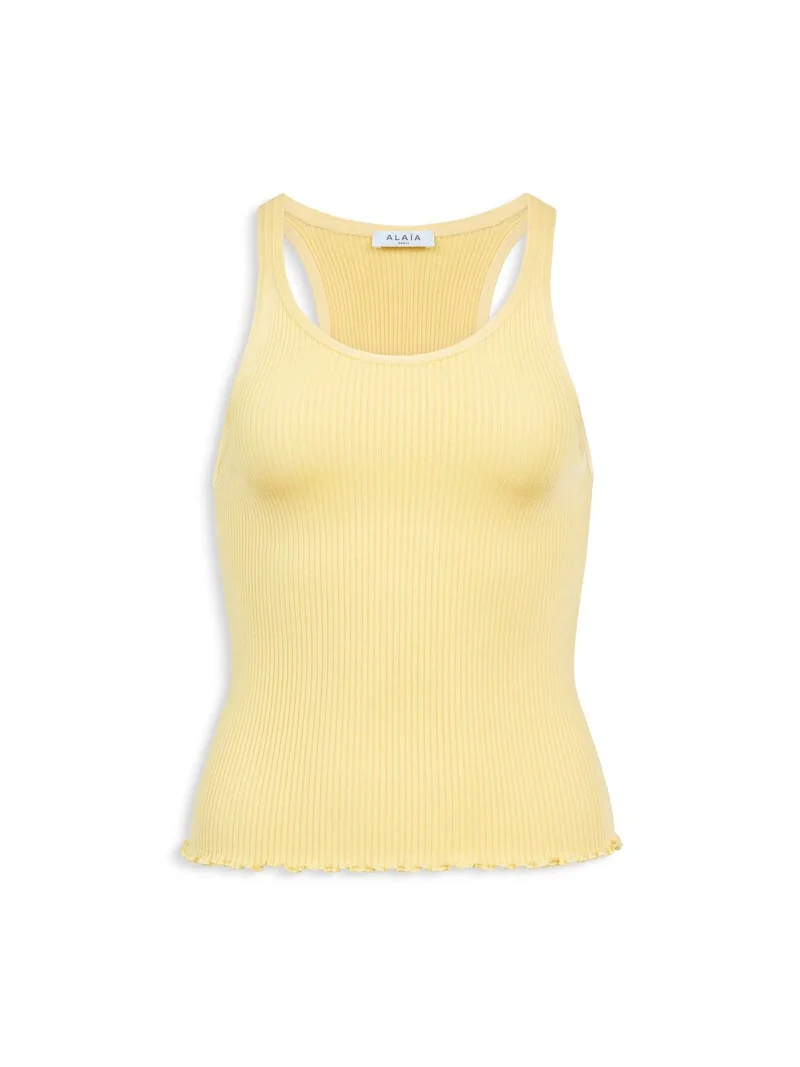 Alaïa Silk Ribbed Knit Crop Top