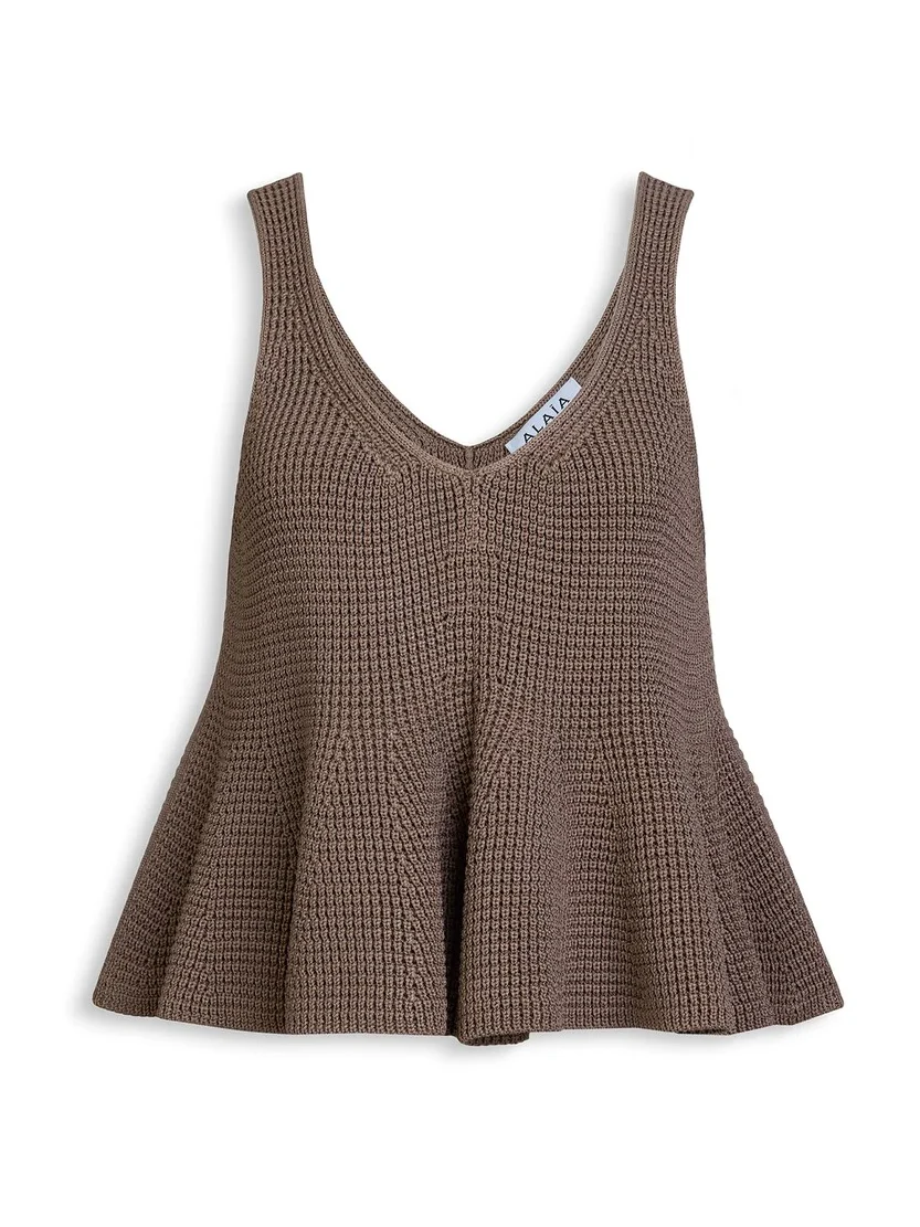 Alaïa Waffle Godets Tank Top