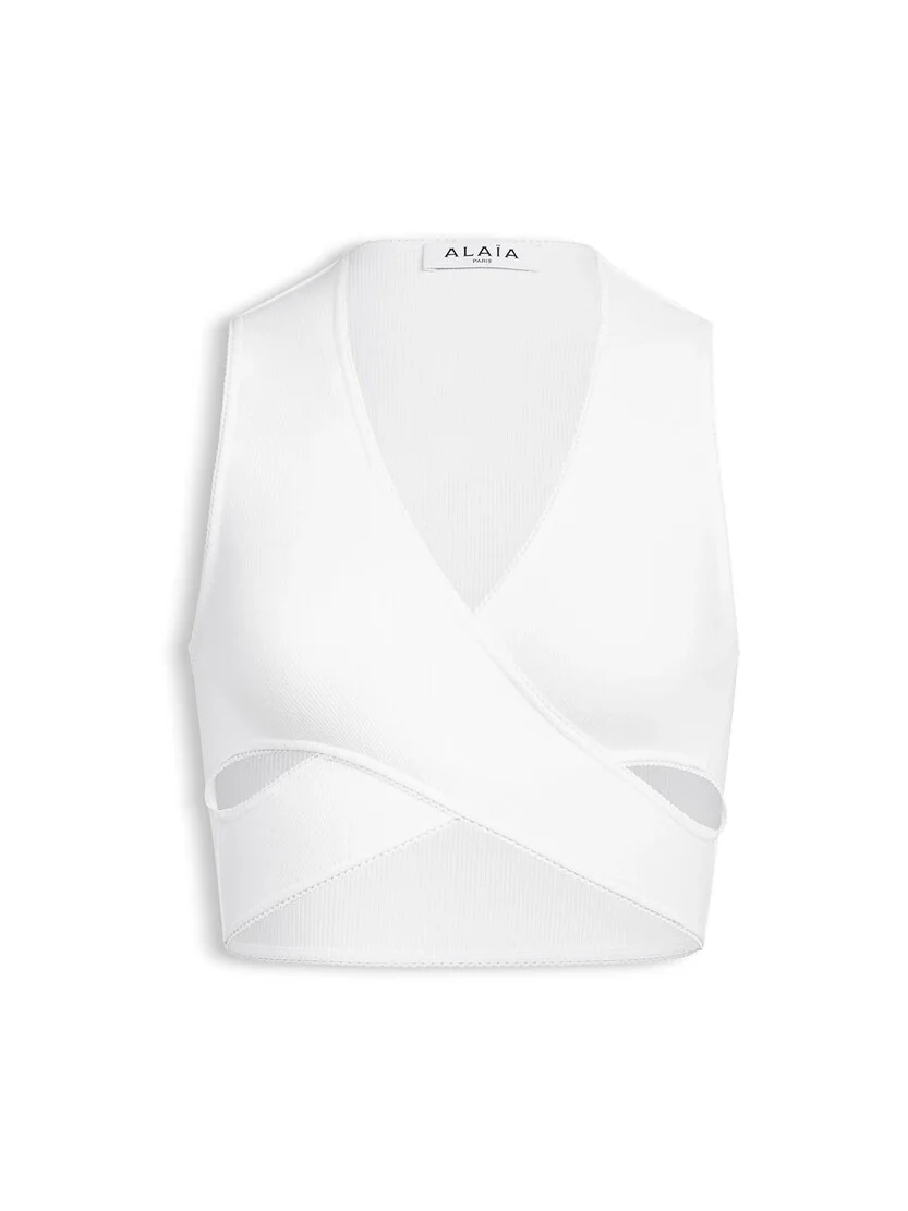 Alaïa Ribbed Jersey Wrapped Top