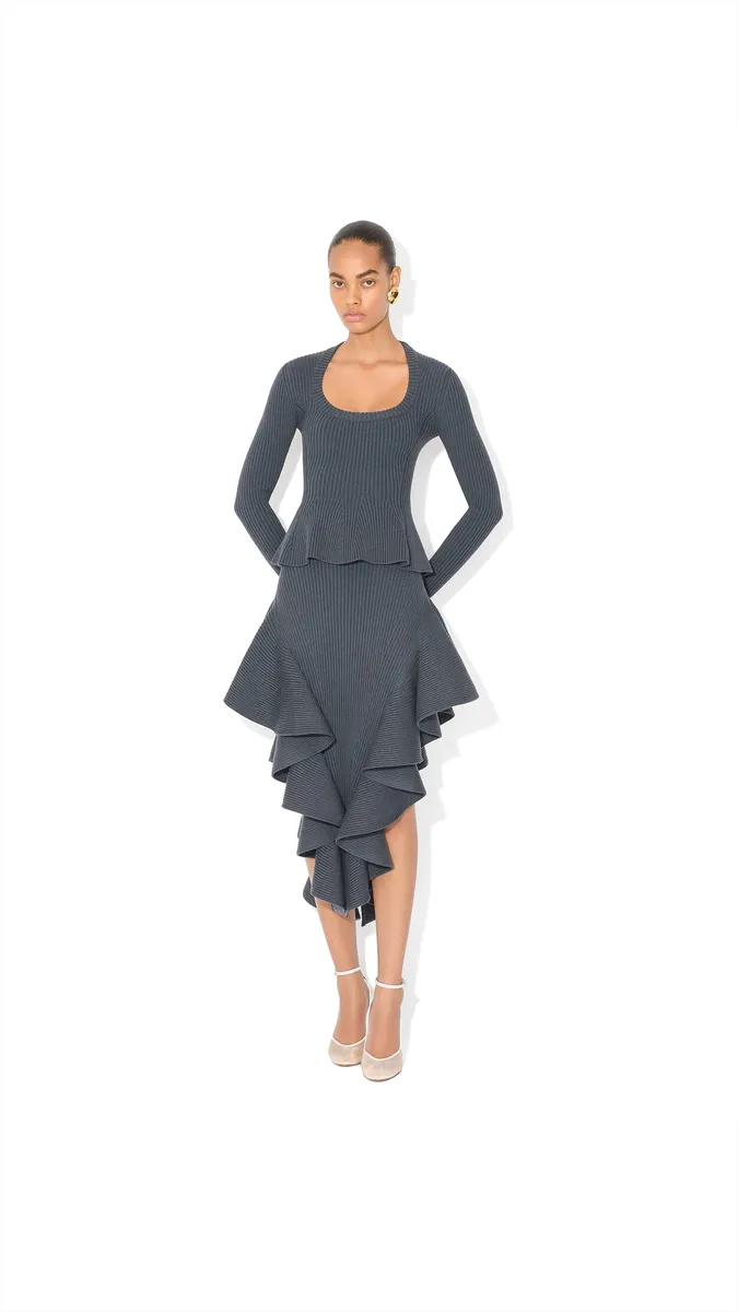 Alaïa Ribbed Peplum Top | Thumbnail 2 Alaïa Ribbed Peplum Top | Thumbnail 2