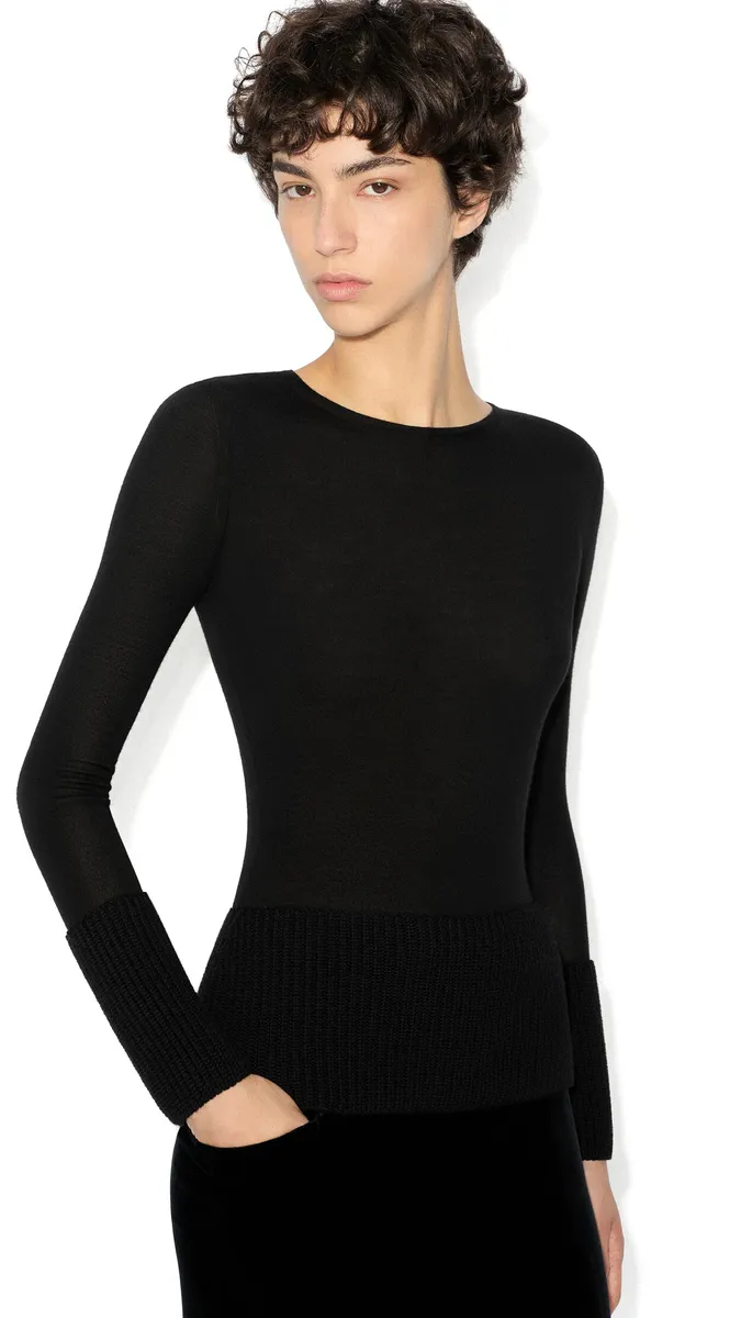 Alaïa Merino Crew Neck Top | Thumbnail 4 Alaïa Merino Crew Neck Top | Thumbnail 4
