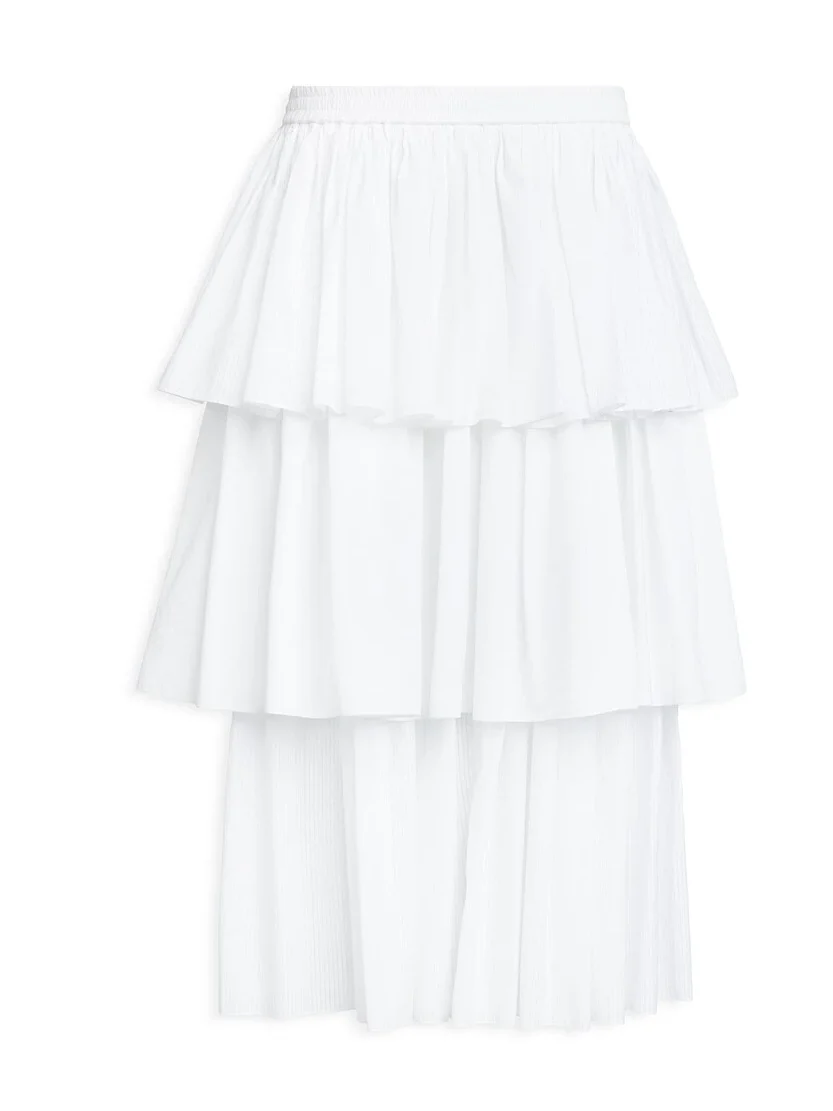 Alaïa Openwork Cotton Ruffle Skirt