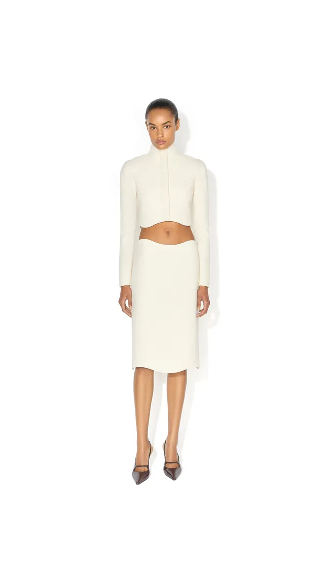 Alaïa Curved Wool Crepe Skirt | Thumbnail 3