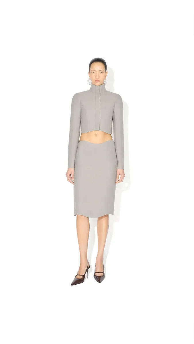 Alaïa Curved Wool Crepe Skirt | Thumbnail 2 Alaïa Curved Wool Crepe Skirt | Thumbnail 2