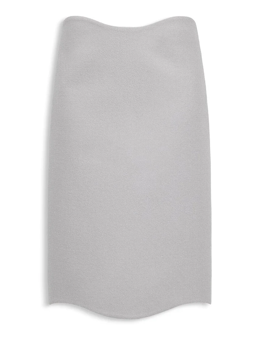 Curved Wool Crepe Skirt