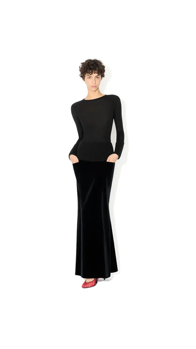 Alaïa Cotton Velvet Column Skirt | Thumbnail 2 Alaïa Cotton Velvet Column Skirt | Thumbnail 2