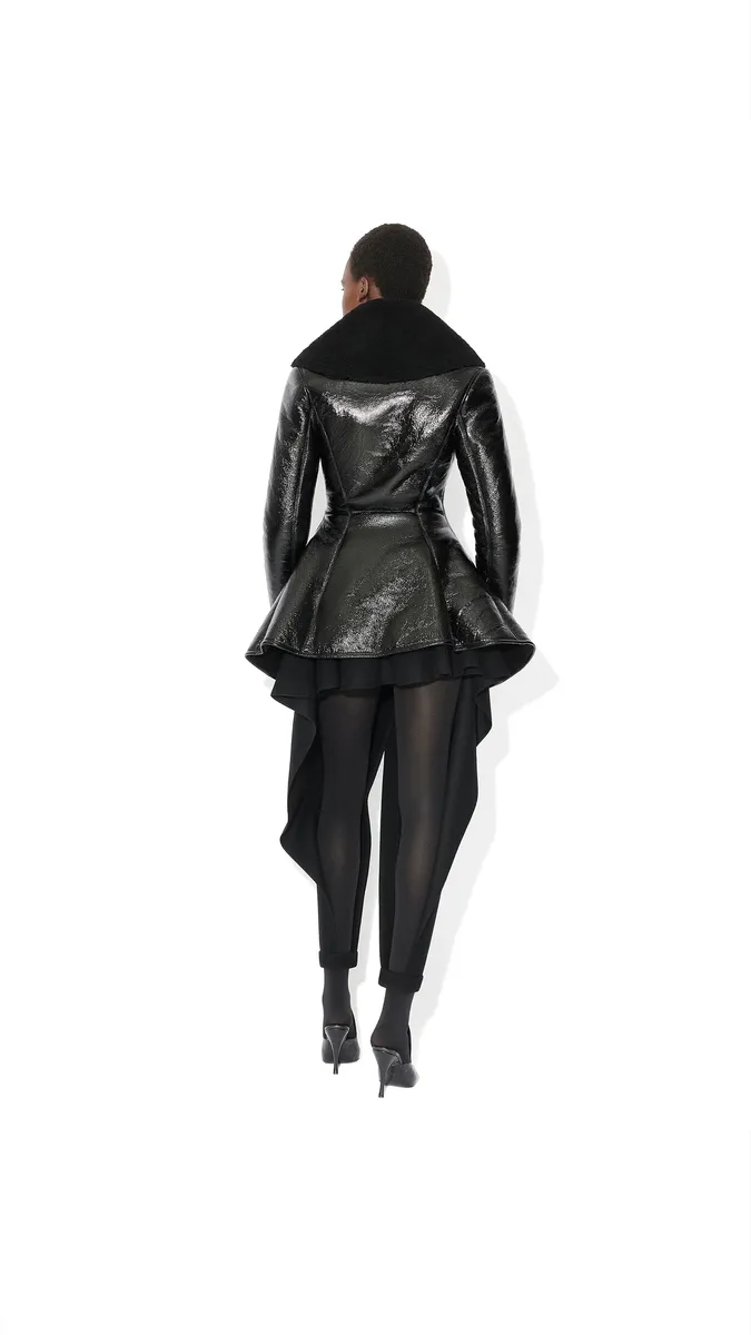 Alaïa Patent Leather And Shearling Princess Coat | Thumbnail 3