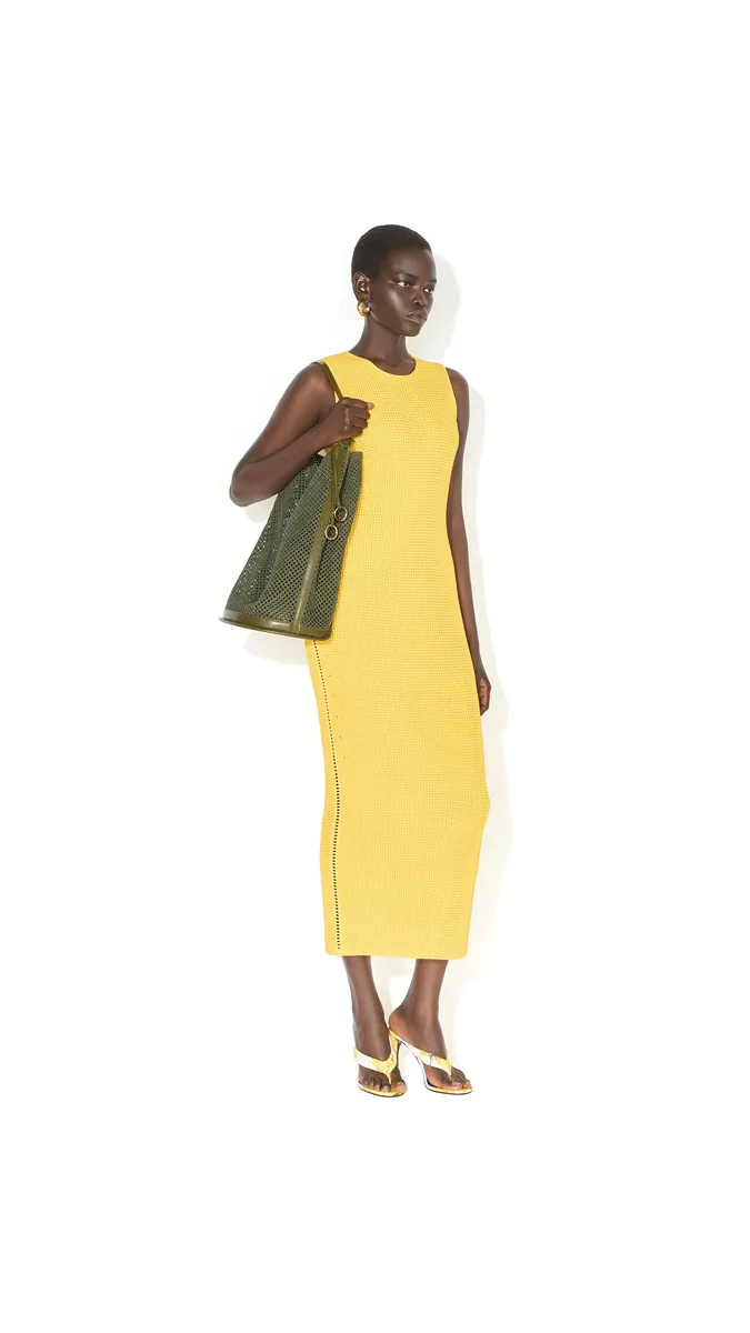 Alaïa Waffle Godets Midi Dress | Thumbnail 2