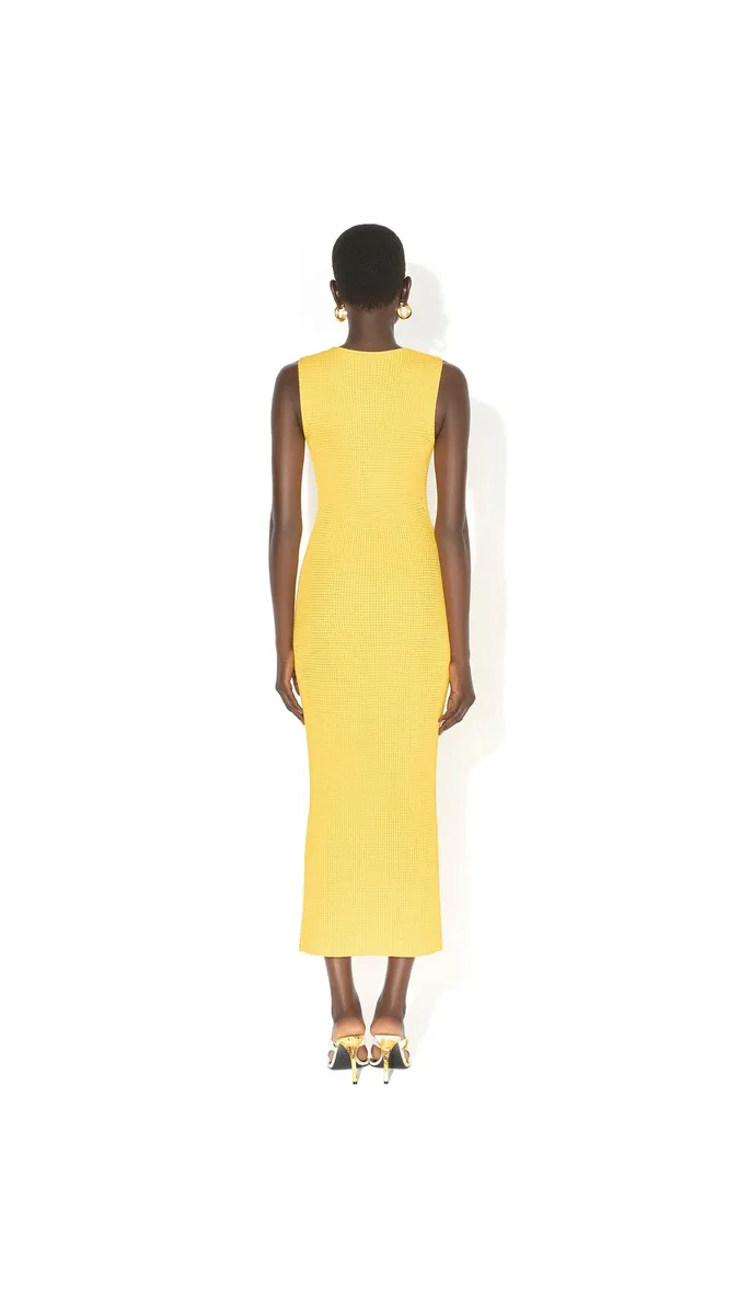 Alaïa Waffle Godets Midi Dress | Thumbnail 3
