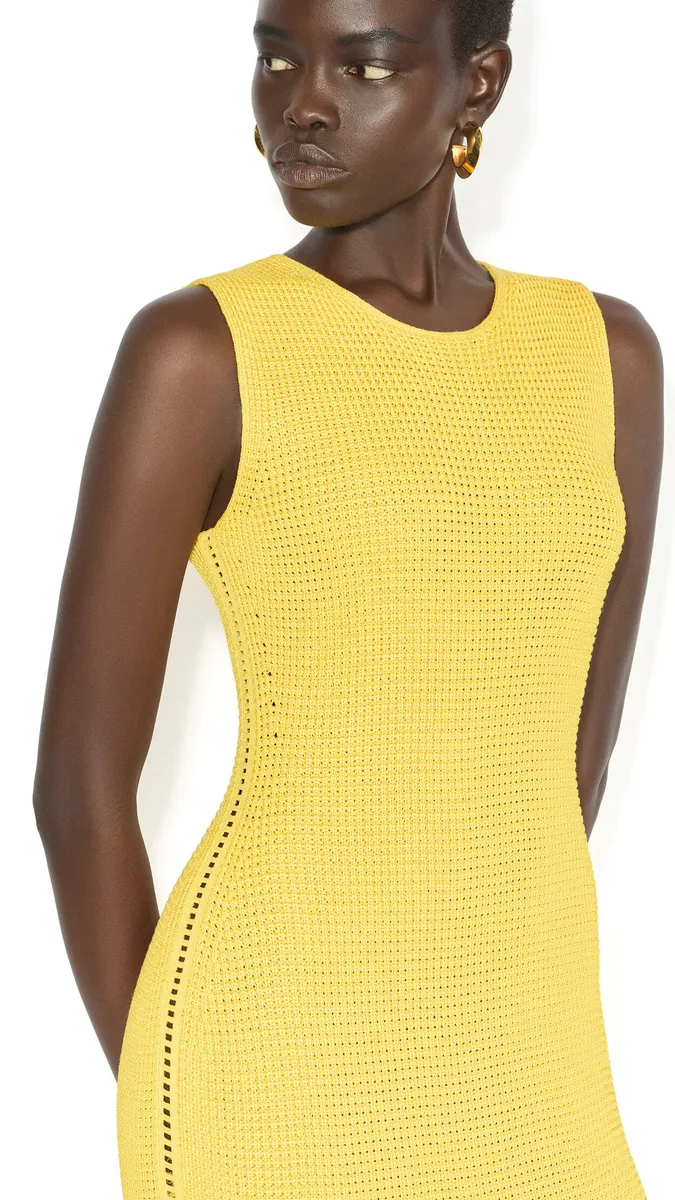 Alaïa Waffle Godets Midi Dress | Thumbnail 4