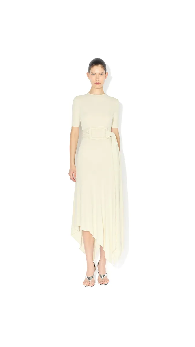 Alaïa Belted Jersey Dress | Thumbnail 2