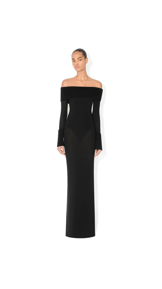 Alaïa Merino Off-shoulder Dress | Thumbnail 2