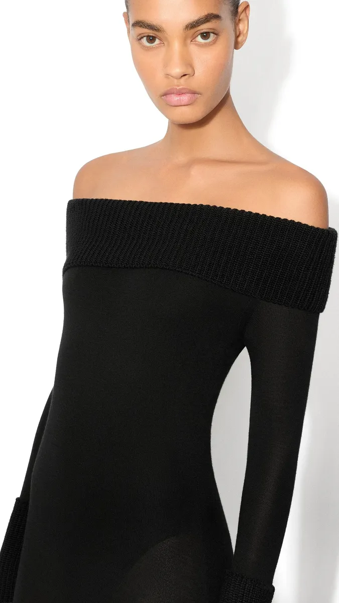 Alaïa Merino Off-shoulder Dress | Thumbnail 4
