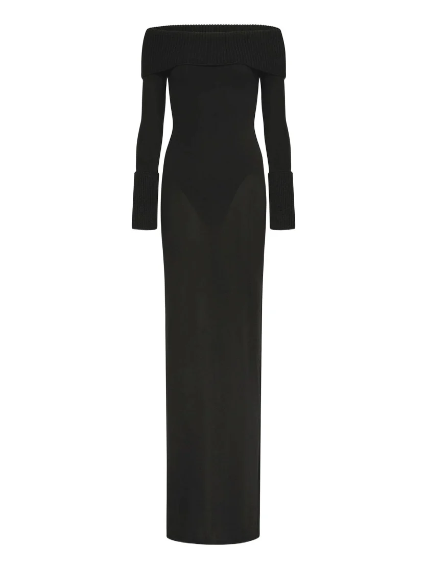 Alaïa Merino Off-shoulder Dress