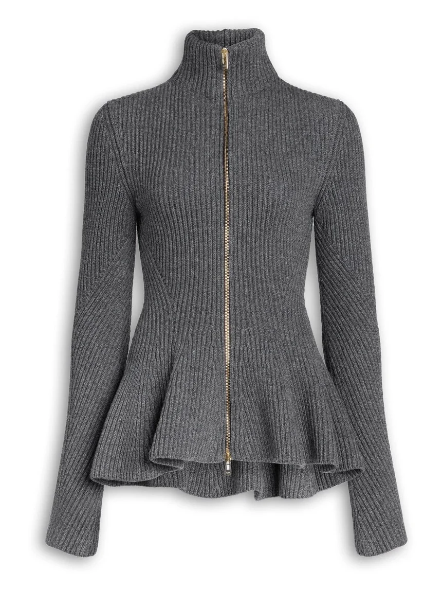 Alaïa Peplum Knitted Cardigan
