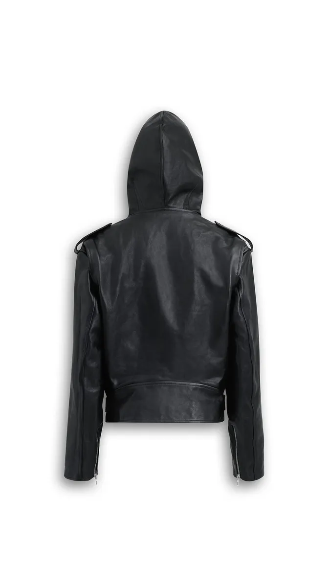 Alaïa Leather Hooded Biker Jacket | Thumbnail 2 Alaïa Leather Hooded Biker Jacket | Thumbnail 2