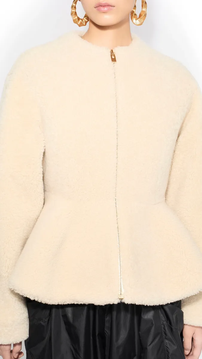 Alaïa Shearling Peplum Jacket | Thumbnail 4