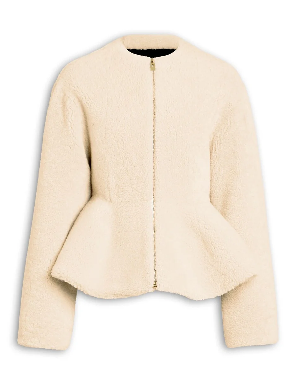 Alaïa Shearling Peplum Jacket