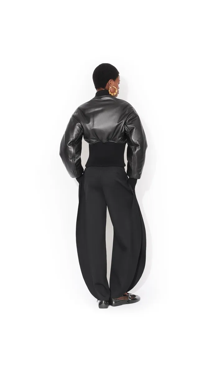 Alaïa Leather Cinched Bomber | Thumbnail 3 Alaïa Leather Cinched Bomber | Thumbnail 3