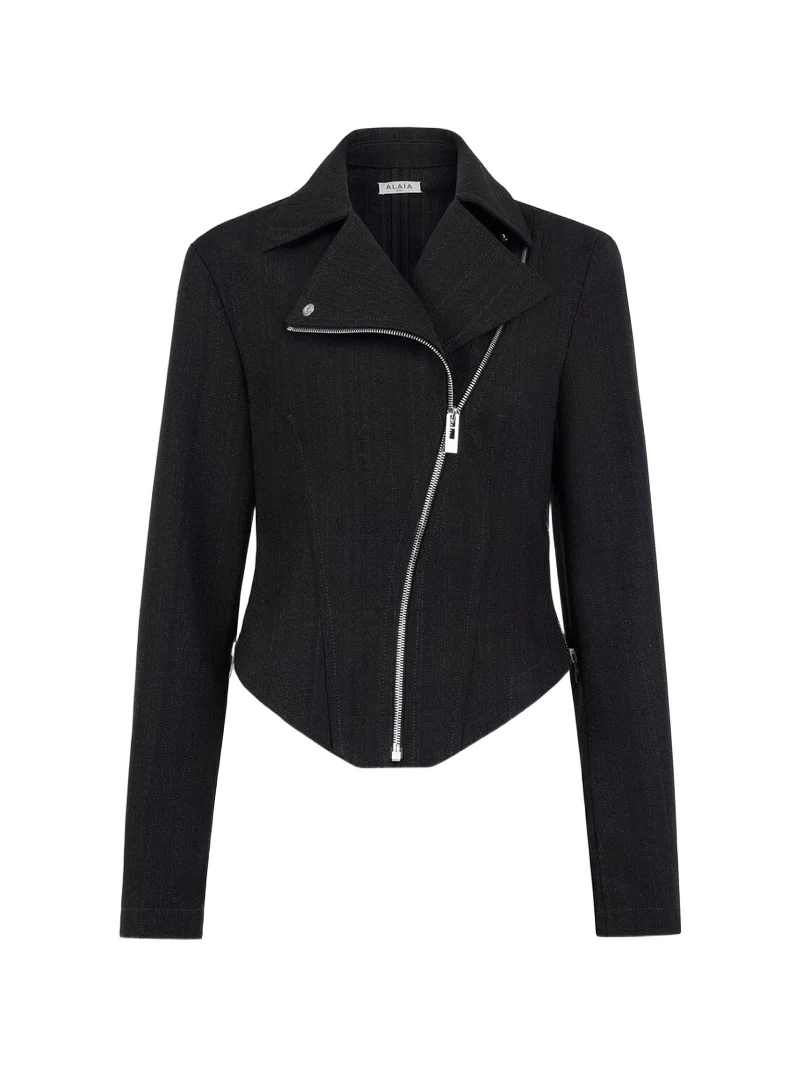 Alaïa Wool Denim Biker Jacket
