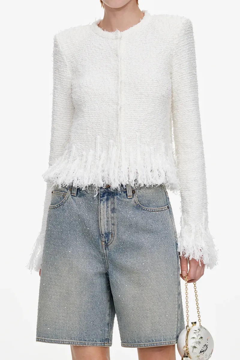 Self-Portrait Fringe Knit Cardigan | Thumbnail 2 Self-Portrait Fringe Knit Cardigan | Thumbnail 2