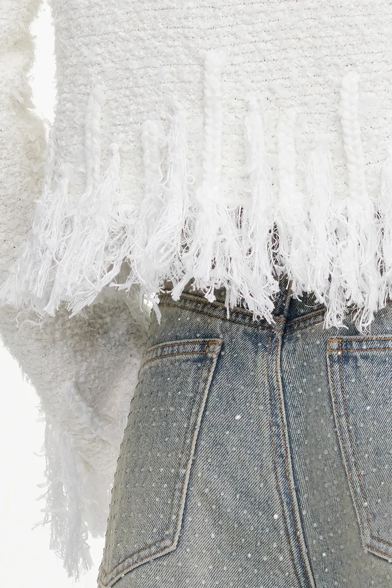 Self-Portrait Fringe Knit Cardigan | Thumbnail 3 Self-Portrait Fringe Knit Cardigan | Thumbnail 3