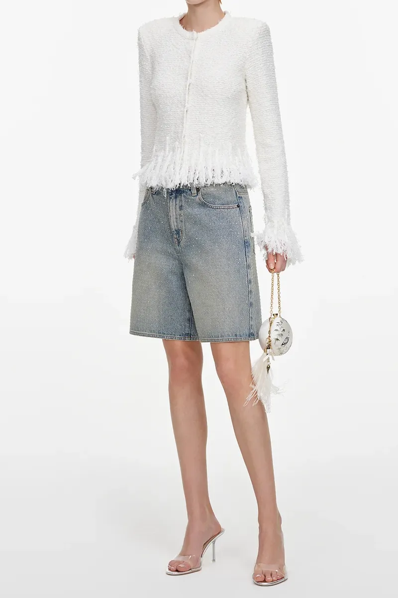 Self-Portrait Fringe Knit Cardigan | Thumbnail 4 Self-Portrait Fringe Knit Cardigan | Thumbnail 4